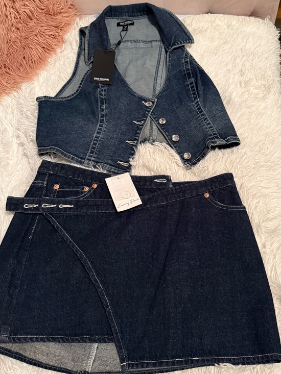 True Religion Tops - Dark Wash Denim Vest True Religion brand and Skirt Emory Park brand